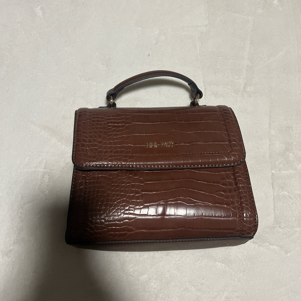 Brown CrocodileEmbossed Handbag